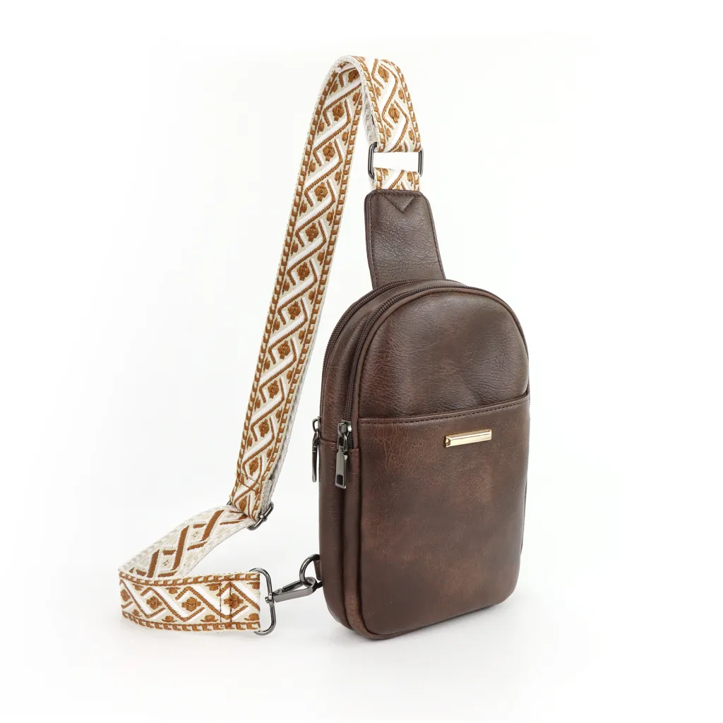 Leather Detachable Dual-purpose Crossbody Bag - Coffee