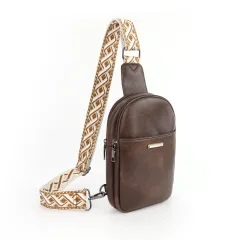 Leather Detachable Dual-purpose Crossbody Bag - Coffee - View 1