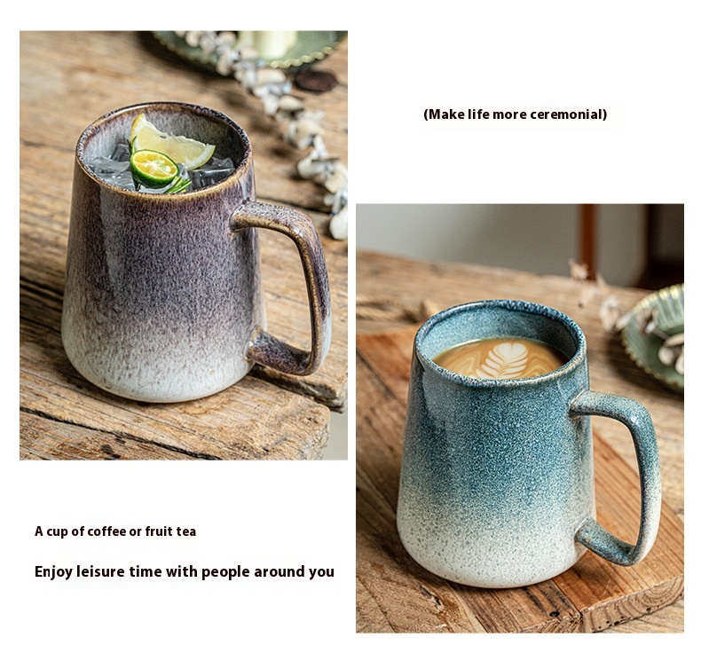 Title 2, Art Kiln Baked Mug With Cover With Spoon Cup La...