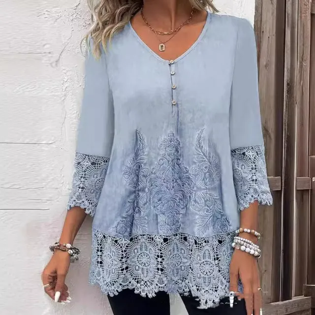 Holiday Fashion Hollow Out Short Sleeve Women's T shirt Blue - Shop at LoveMi