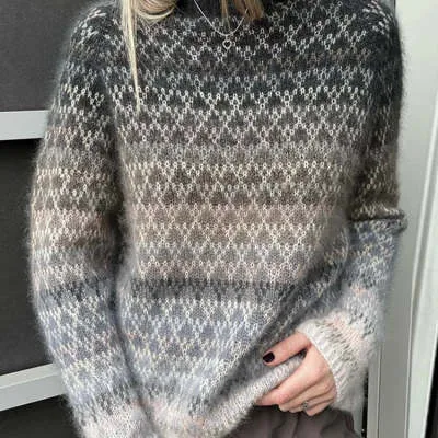 Women's Round Neck Multicolor Loose Fashion Pullover Sweater - Ding102 24