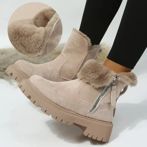 Women's Snow Boots Winter Warm Foldable Plush Tube Short