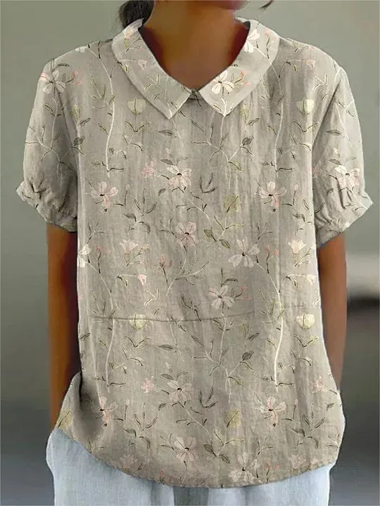 Ladies New Lapel Loose Casual Short sleeved Top D758 Xxl - Shop at LoveMi