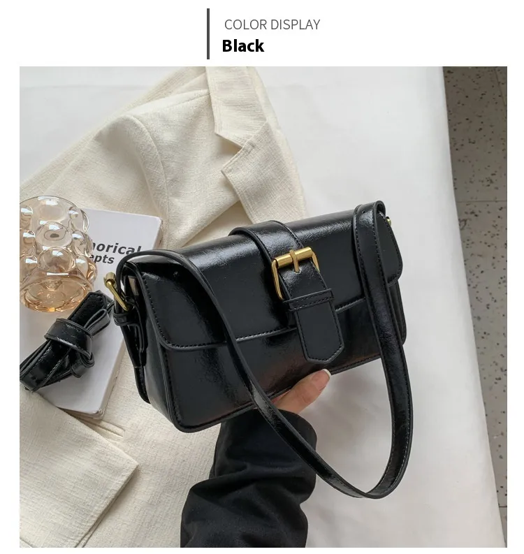 Niche Messenger Retro Easy Matching Shoulder Small Square Bag - Black