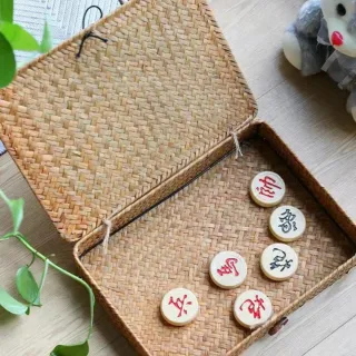 Handmade Straw Woven Storage Bedroom Desktop Box