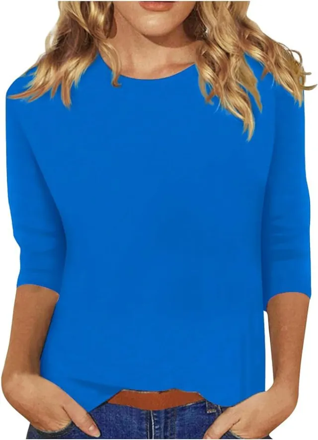 Women's Top Three quarter Sleeve Slim Fit Blue - Shop at LoveMi