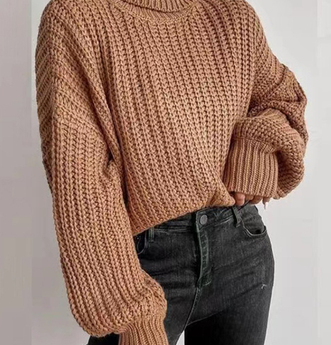 Women's Fashion Drop Shoulder Long Sleeve Knit Sweater