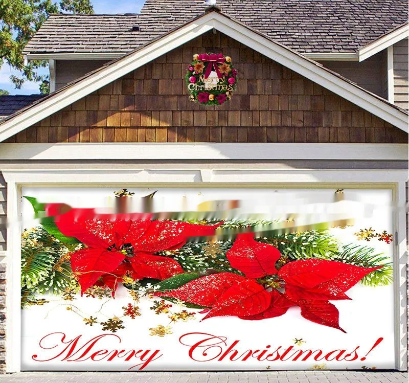 Christmas Background Fabric Garage Door Decoration Holiday Party Banner Tapestry - Sd084