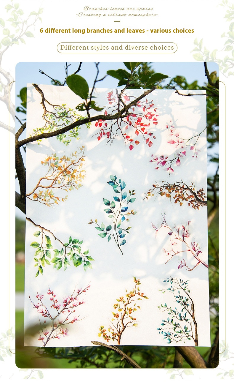 Title 1, Leaves Theme Hand Account DIY Decorative Sticker