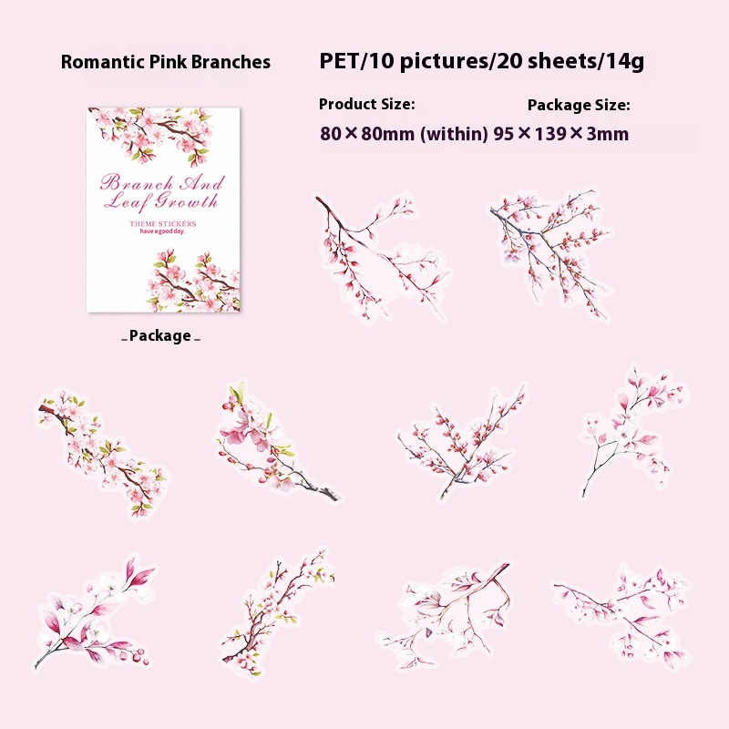 6 Romantic Pink Color Branches