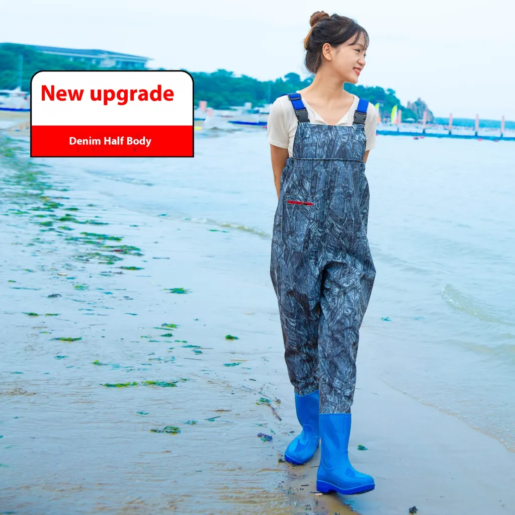 Women's Thick Waterproof One-piece Half Body Rain Pants - Denim Half Body-39