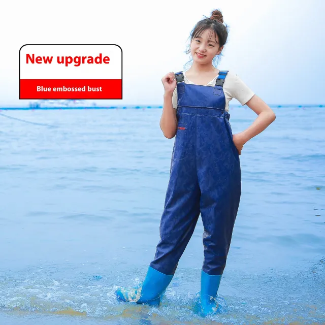 Women's Thick Waterproof One piece Half Body Rain Pants Female Blue Embossed Half Body - Shop at LoveMi