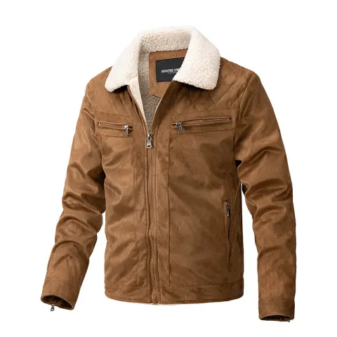 Suede Fabric Jacket Men's Zipper Cardigan Casual Berber Fleece