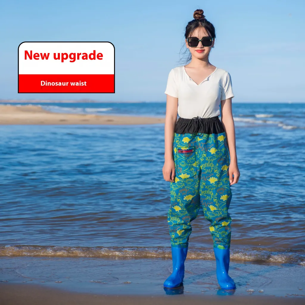 Women's Thick Waterproof One-piece Half Body Rain Pants - Dinosaur Waist Slit-37