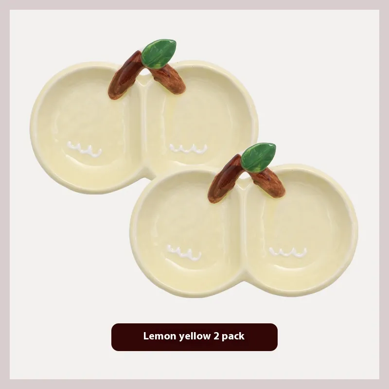 Ceramic Saucer Dish Refreshments Saucer - Lemon Yellow 2 Pack