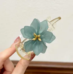 Bun Grabber Clip Headdress Sense Barrettes Female Summer Simplicity - Green Flowers On White Backgro - View 1