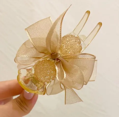 Bun Grabber Clip Headdress Sense Barrettes Female Summer Simplicity Champagne Bow Hair Clip - Shop at LoveMi