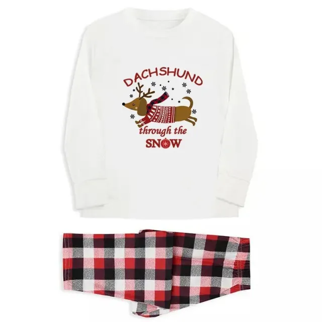 Parent child Elk Pattern Plaid Pants Christmas Suit Long Sleeve White - Shop at LoveMi