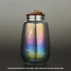Glass Transparent Sealed Glow Gold And Silver Tea Pot - Style 2 - View 1