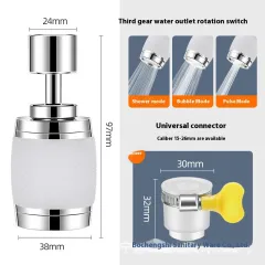 Anti Splash Pressurized 360 Degree Rotating Kitchen Silicone Space Aluminum Faucet - White Hanging End - View 1