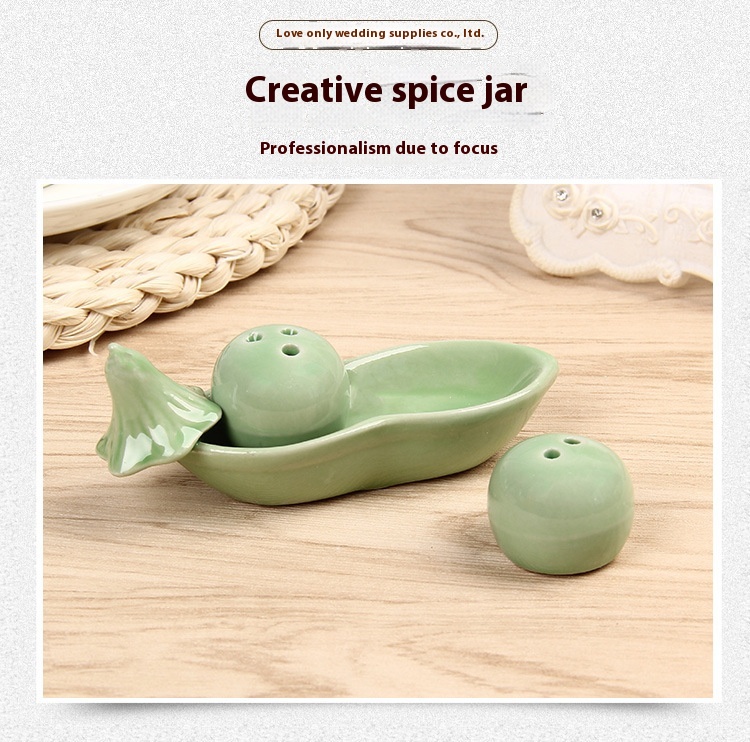 Title 6, Creative Green Pea Ceramic Seasoning Jar