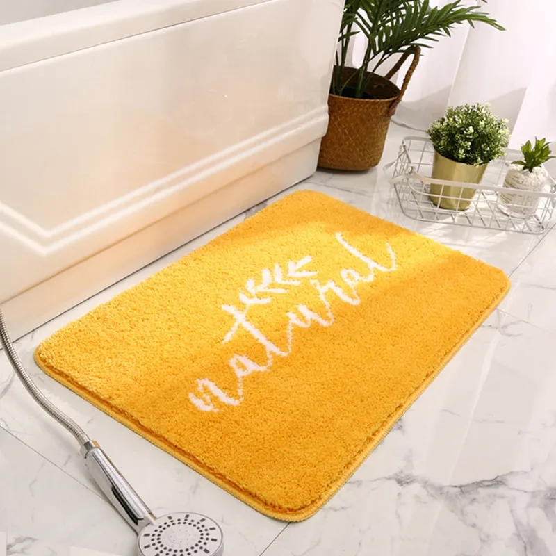 Thickened Bathroom Absorbent Floor Mat Carpet - Autumn Leaves Yellow