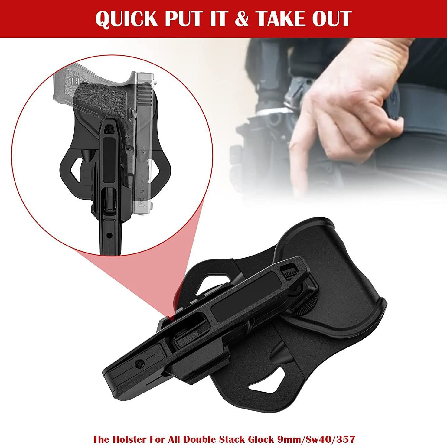 Title 6, Suitable For 9mm SW40 357 Rail Gun Holster