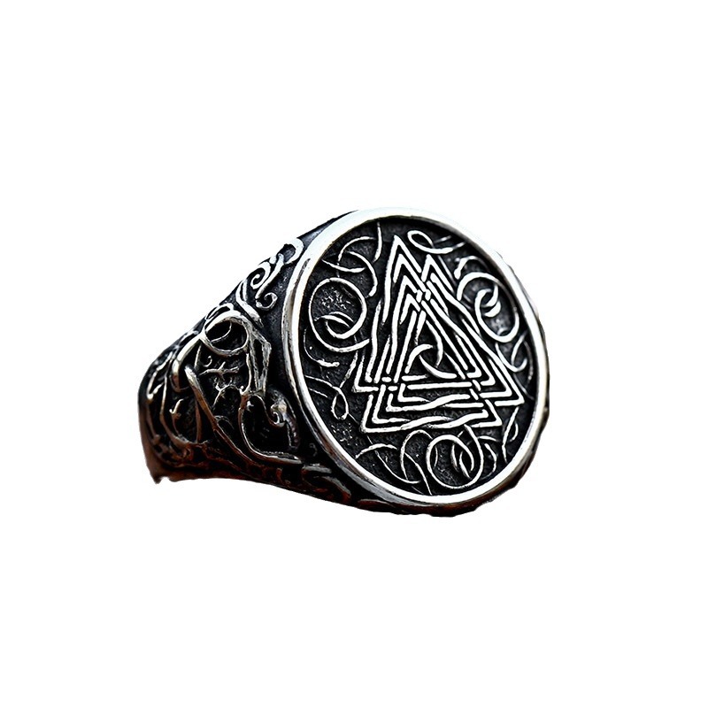 Nordic Retro Viking Triangle Titanium Steel Men's Ring