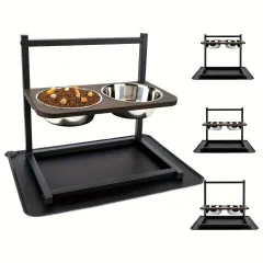 Large 5-inch 9-inch 13-inch 2 Dog Food Water Bowl - Black - View 1