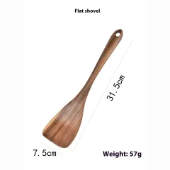 Non Stick Teak Cooking Spatula Set Of Seven Pieces - Flat Shovel - View 1