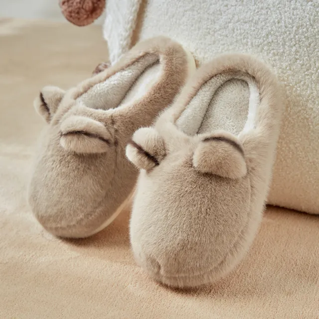 Cat Like Cotton Slippers For Women Autumn And Winter Home And Household Use Gray - Shop at LoveMi