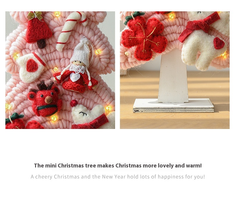 Title 12, Wool Felt Luminous Tree With Lights Elk Christm...