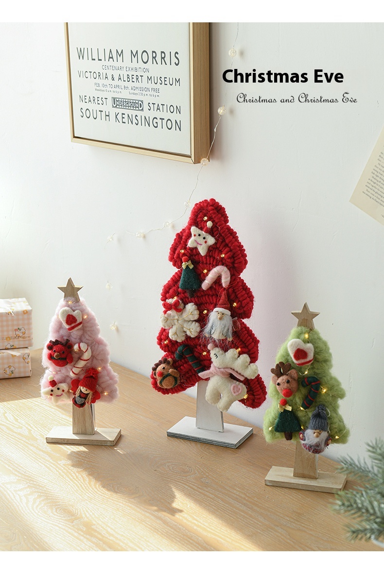 Title 1, Wool Felt Luminous Tree With Lights Elk Christm...