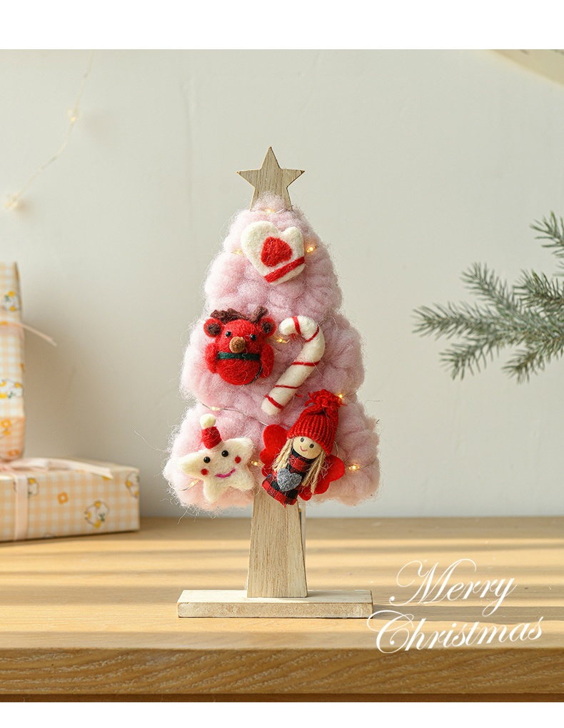 Title 2, Wool Felt Luminous Tree With Lights Elk Christm...