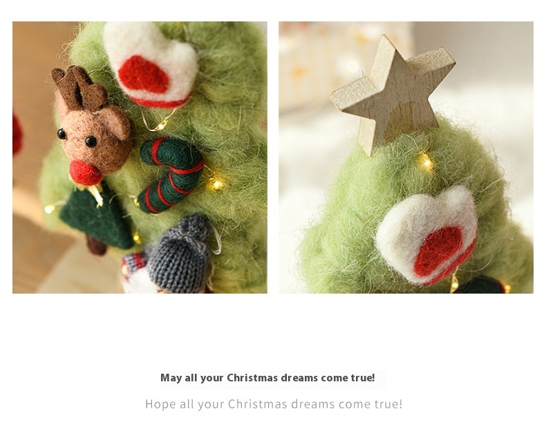 Title 13, Wool Felt Luminous Tree With Lights Elk Christm...