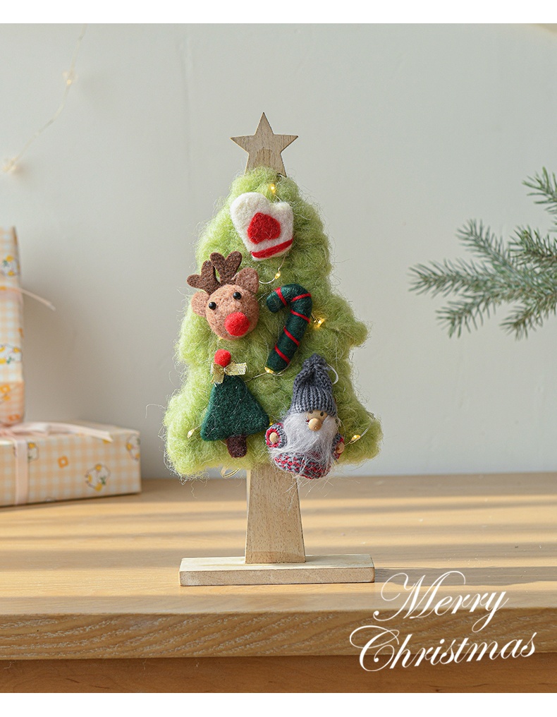 Title 7, Wool Felt Luminous Tree With Lights Elk Christm...