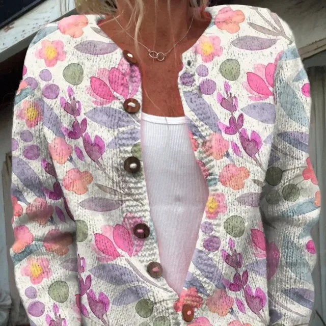 3D Digital Printed Cardigan Knitted Jacket For Women As Shown In The Picture - Shop at LoveMi