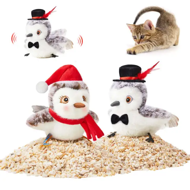 Interactive Cat Plush Toys For Indoor Cats Automatic Flapping Bird Cat Toy USB Rechargeable Electronic Pet Enrichment Toys Christmas Couple Style - Shop at LoveMi