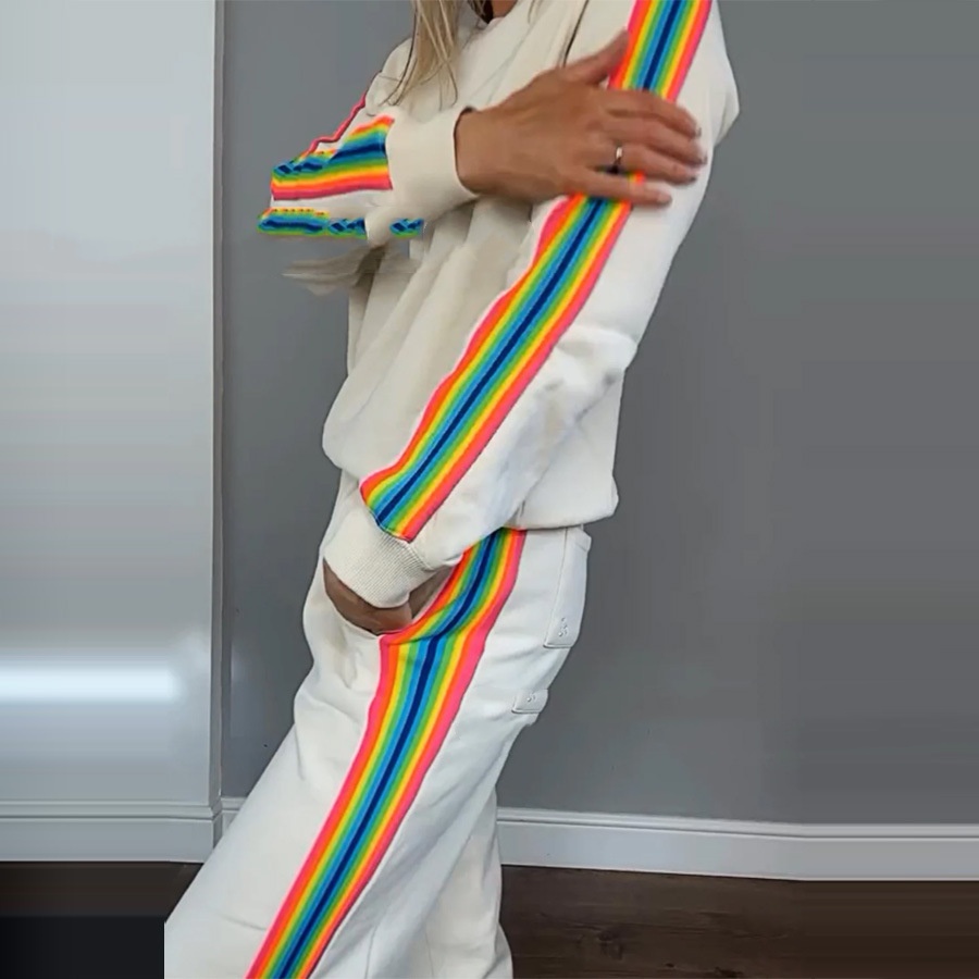 Autumn New Fashion Women's Clothing Crew Neck Casual Sweater Pants Suit