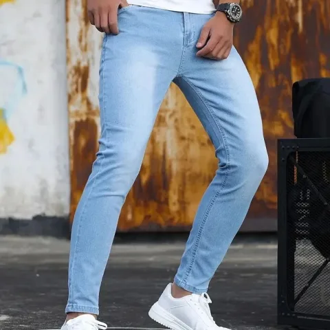 Man Pants Retro Washing Zipper Sretch Jeans Casual Slim