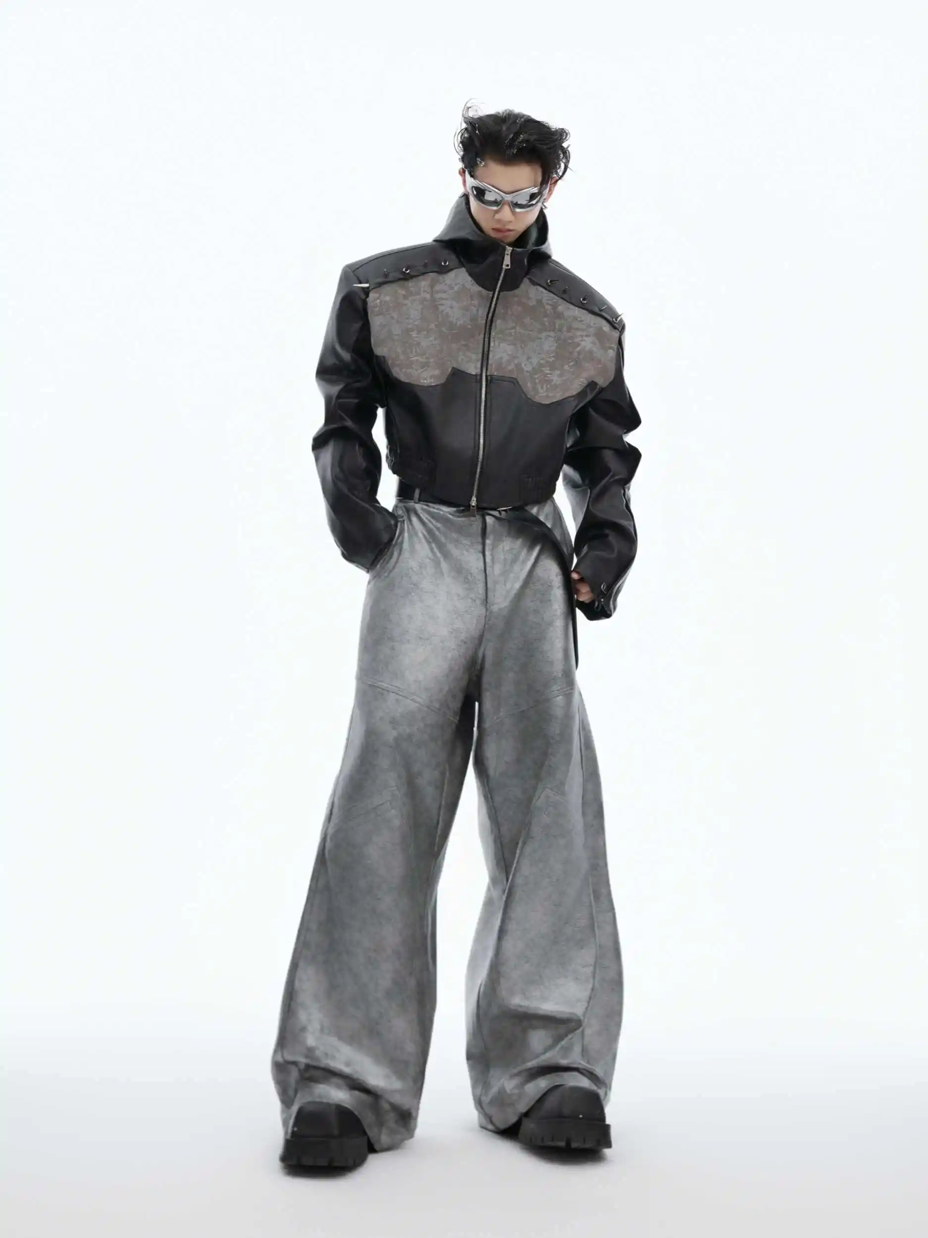 Advanced Loose Silver Wide-leg Casual Pants