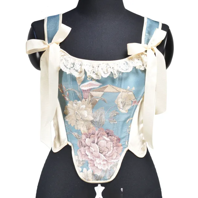 Color Matching Style Tunic All matching Printed Fishbone Corset Beige And Blue - Shop at LoveMi