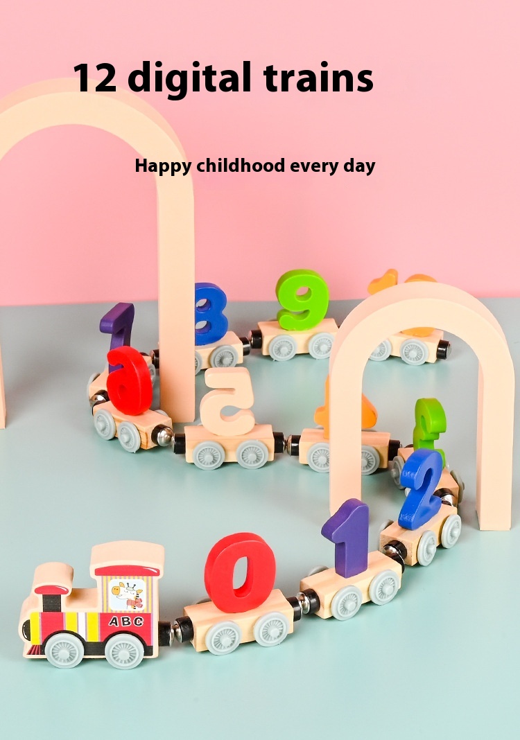 Title 4, Magnetic Train Toy For Boys And Girls Wood Asse...