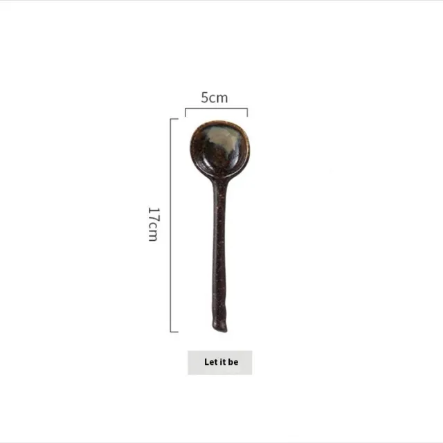 Restaurant Home Kitchen Utensils Creative Retro Ceramic Long Handle Spoon Bamboo Spoon - Shop at LoveMi
