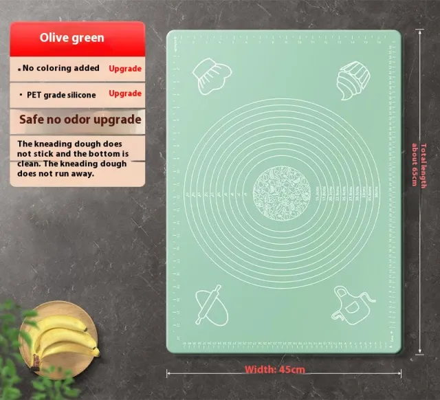 Kitchen Thickened Dough Kneading Chopping Board Non slip Baking Pad 45X65 Olive Green 0.7Mm - Shop at LoveMi
