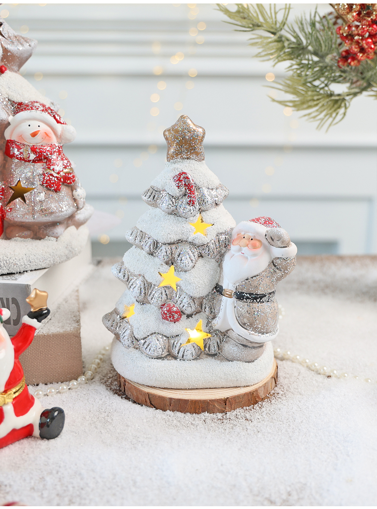 Title 10, Christmas Snow House Glowing Small Ceramic Orna...