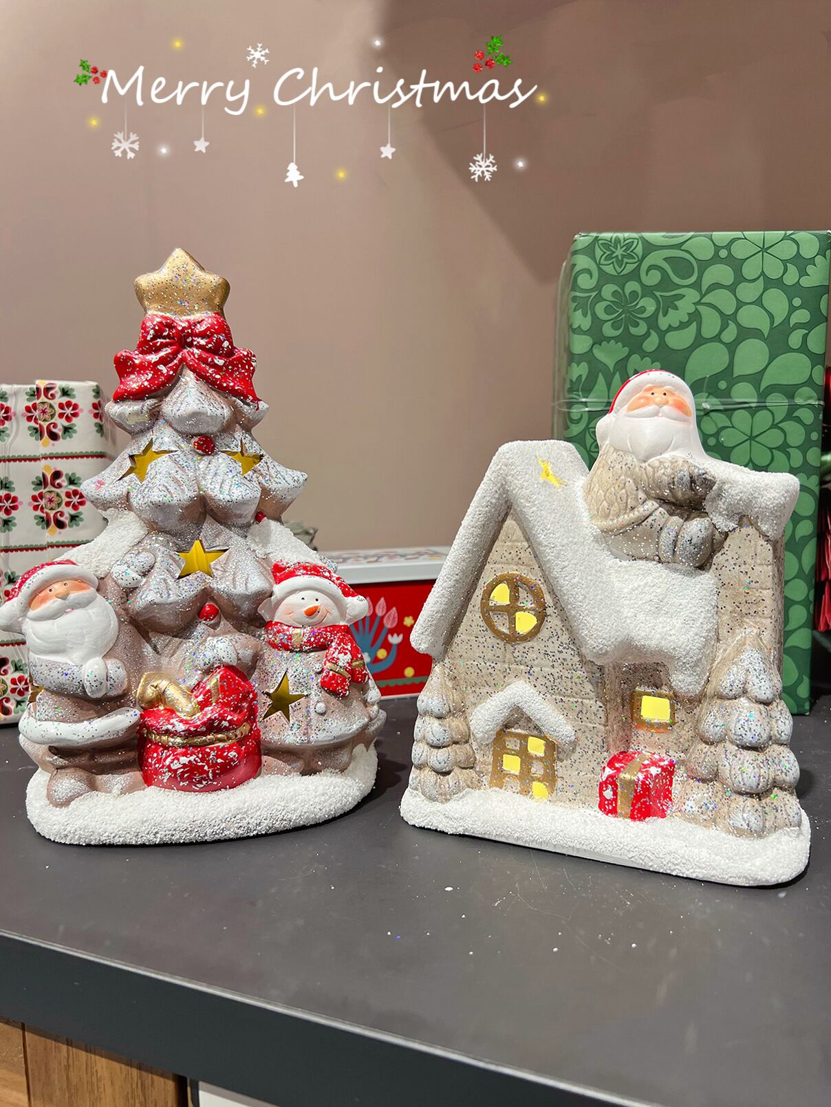 Title 1, Christmas Snow House Glowing Small Ceramic Orna...