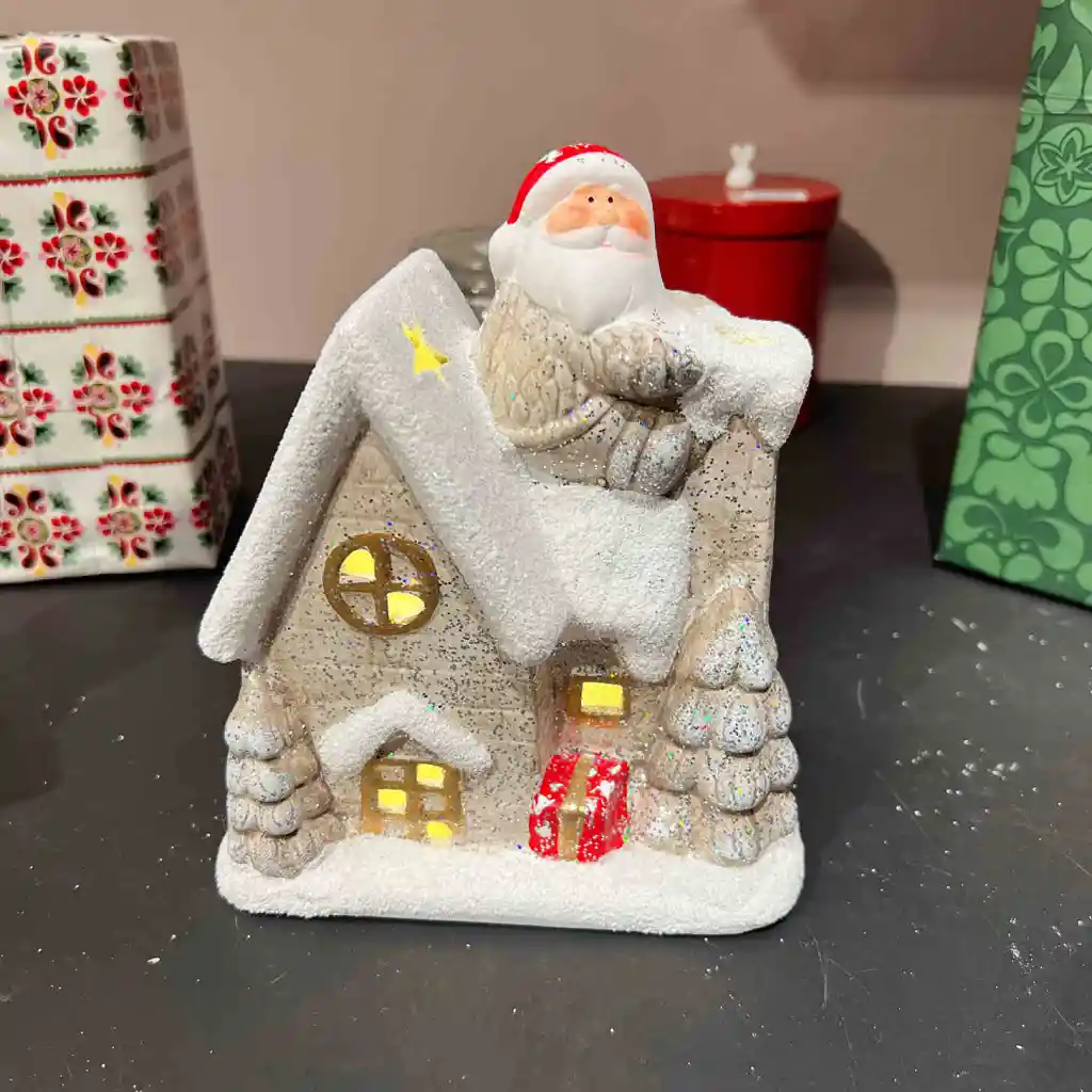Christmas Snow House Glowing Small Ceramic Ornaments - Old Man Snow House