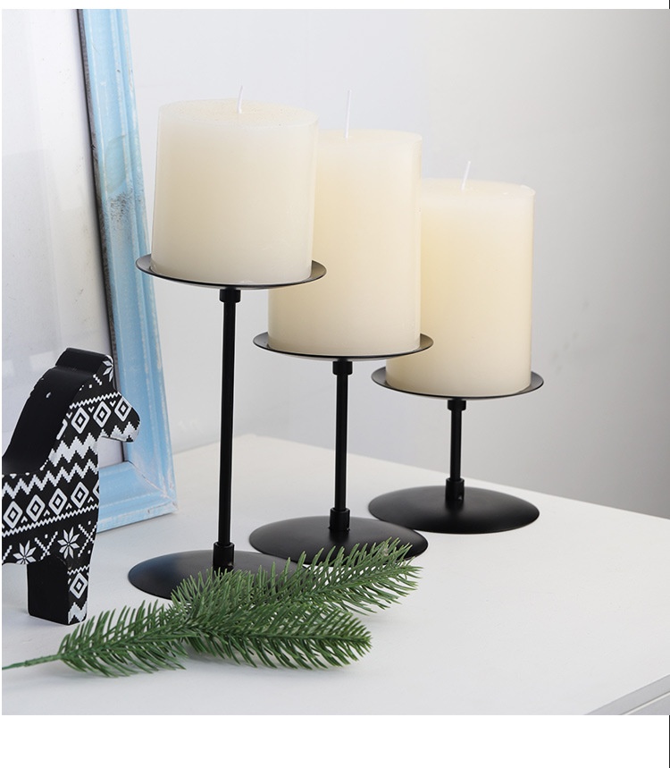 Title 3, Black Wrought Iron Metal Candlestick for Home D...