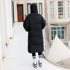 Long Over-the-knee Cotton-padded Coat Women's Loose Down Cotton-padded Jacket - Black - View 1